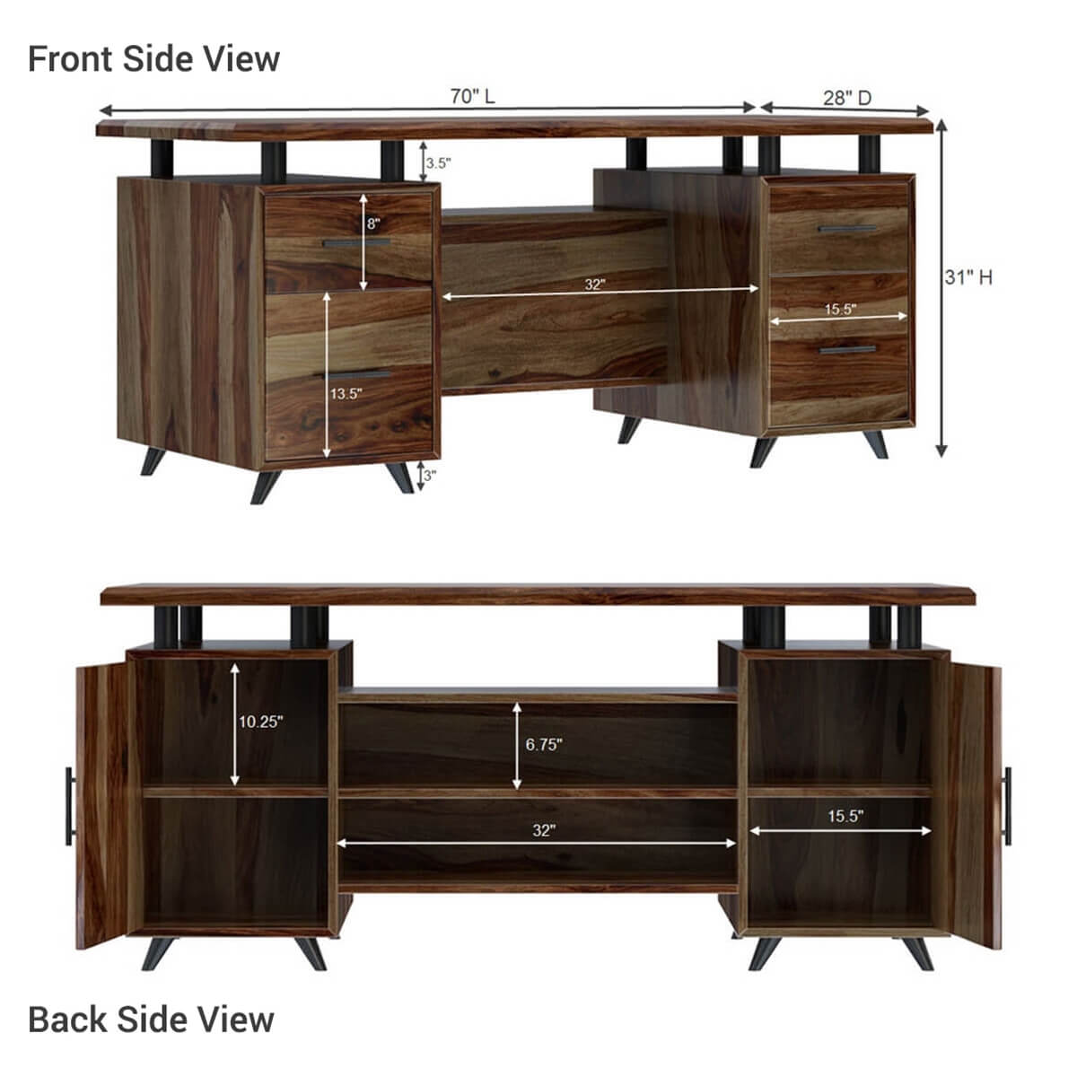 Dual Sided Storage Executive Desk Image